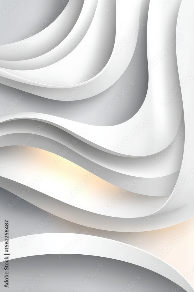 Aufkleber abstract white waves on a smooth background with gentle gradient lighting