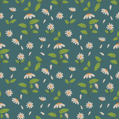 sun flower and leaves seamless pattern vector illustration