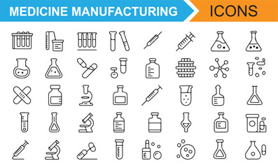 Collection of Laboratory Tools and Chemical Equipment for Medicine Production