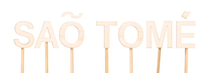 São Tomé, capital of São Tomé and Príncipe, composed with wooden typography. Concept of capital cities of the world