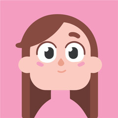 Cute Cartoon Woman Portrait with Pink Background