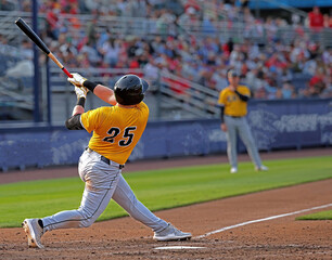 #25 baseball player hitting