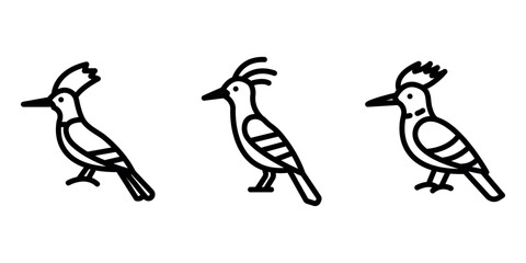 hoopoe outline or line icon design bundle.