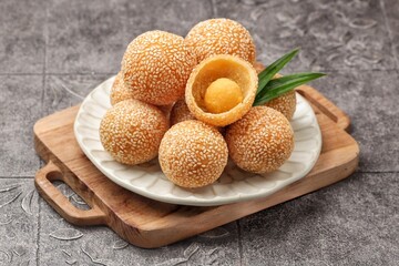 Onde-onde or sesame balls are a type of market snack cake that is famous in Indonesia. Sesame balls...