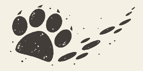 Paw print trail vector illustration animal track pet footprint design