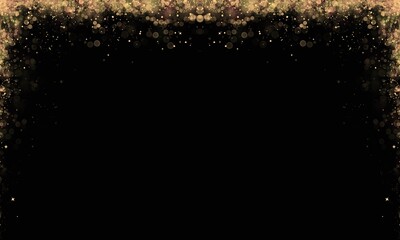Luxury Gold Glitter With Bokeh Frame Border