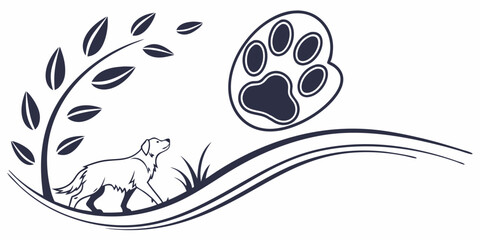 Dog paw print logo design for veterinary clinic or pet shop branding