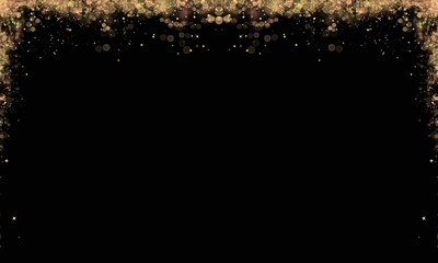 Luxury Gold Glitter With Bokeh Frame Border