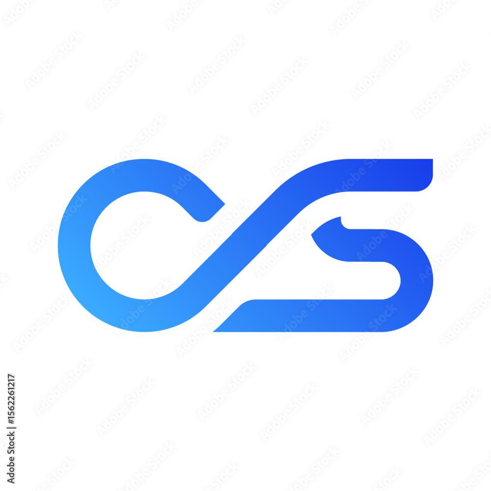 Poster a sleek, interconnected abstract design in blue gradient, possibly forming the letters 