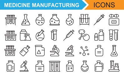 Pharmaceutical Laboratory Tools and Equipment Vector Set