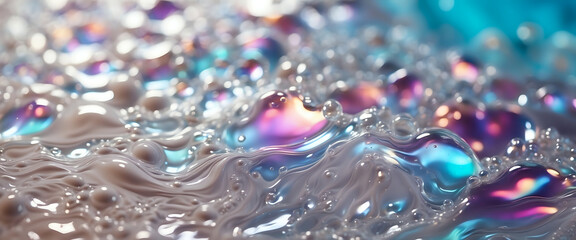 Abstract Macro Shot of Iridescent Bubbles and Textures with Vibrant Colors