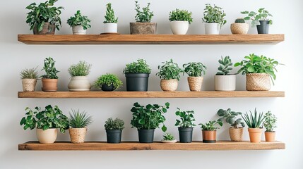 Indoor plant shelves on a white background, perfect for home decor, plant lovers, and indoor gardening content.