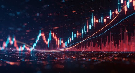 Obraz premium Financial Market Growth: A dynamic visualization of a stock market graph depicting upward trends, showcasing growth and potential in the financial sector.