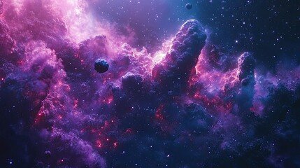 Interstellar Space PNG with Floating Asteroids and Cosmic Nebula Elements for Sci-Fi, Galaxy, and Universe-Themed Artwork