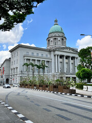 Singapore 9-1-2025:National Gallery Singapore is composed of a combination of the Former Supreme Court Building and City Hall. Building in British colonial architecture style. Landscape shot.