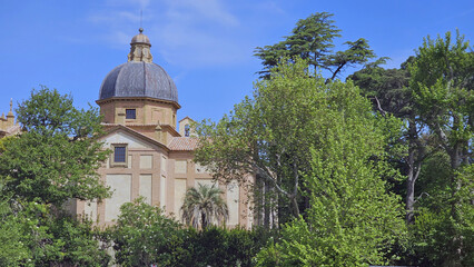 Baroque Church Dome and Trees