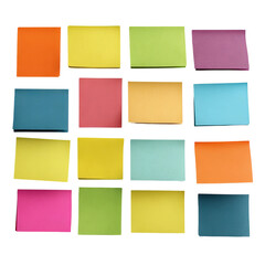 Fototapeta premium Colorful Sticky Notes: A vibrant arrangement of assorted sticky notes in various bright hues, perfect for brainstorming, organization, and reminders, showcasing a spectrum of colors.