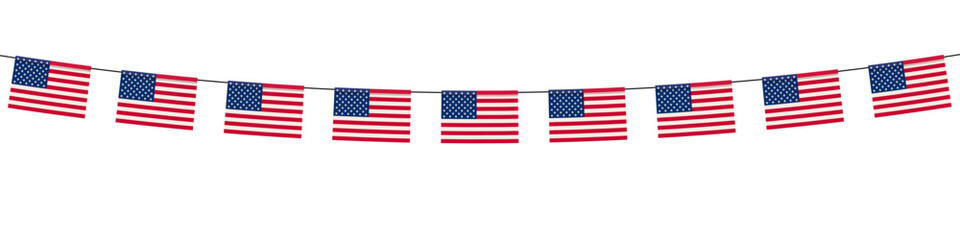United states of America bunting flag isolated on white background. Design concept for national holidays, festival, carnival, ets.