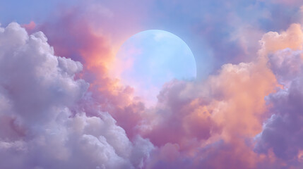 Celestial Orb Amongst Pastel Clouds moon