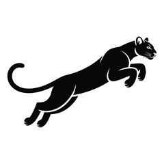  Sleek black panther in a dynamic mid air leap against a clean white background symbolizing power and grace