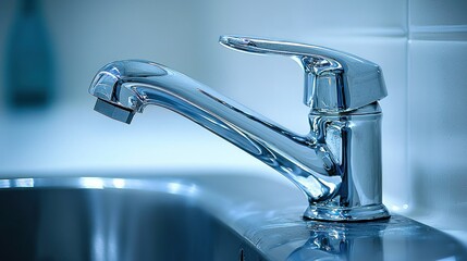Chrome faucet shines above sink