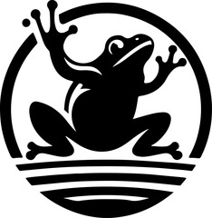 vector sketch illustration silhouette icon logo symbol mascot animal frog as a depiction of a company that can follow the times 