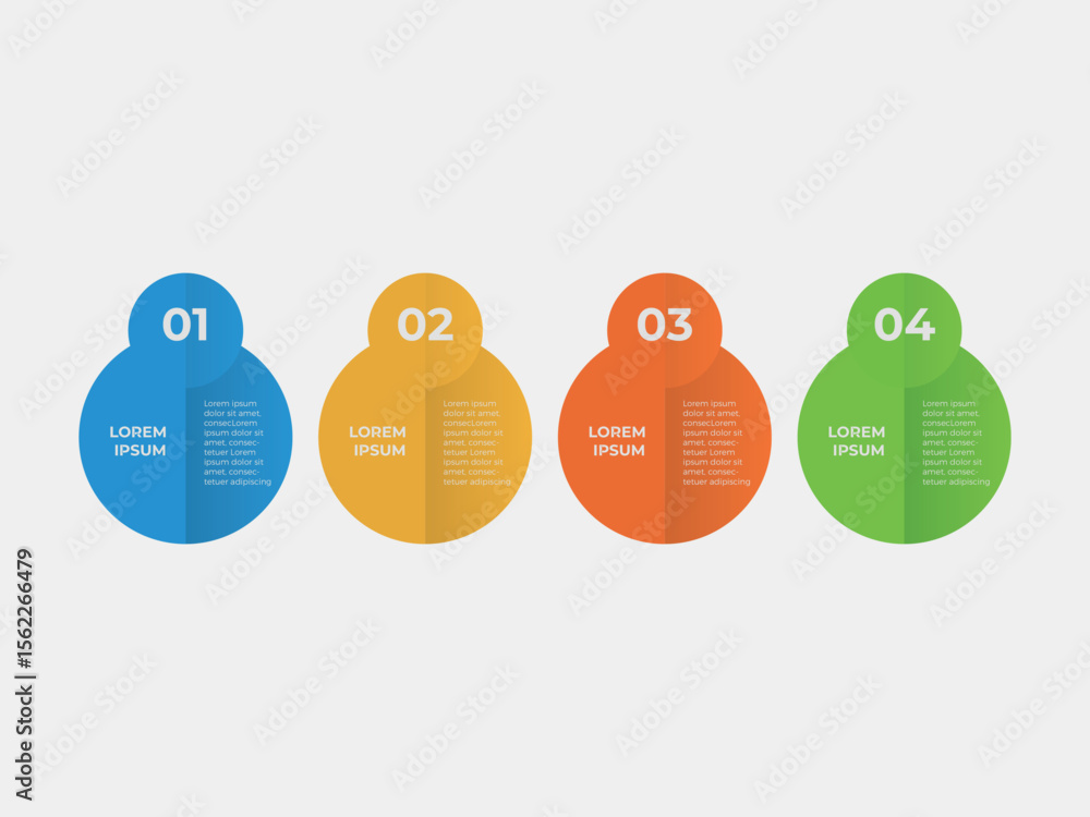 Poster chart infographic 3 point with round box and circle badge on center with horizontal direction for sl