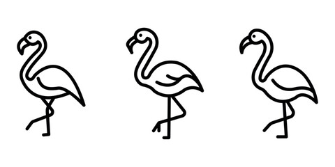 flamingo outline or line icon design bundle.