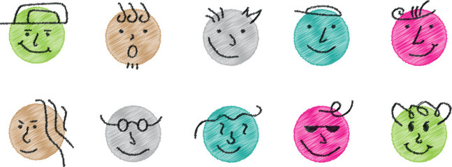 Whimsical Emotion Characters – High-Quality Vector Collection of Funny, Sad, and Happy Face Symbols for Creative Projects