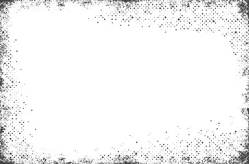 Grunge frame on a white background. Old frame with dust texture. Grunge texture with halftone dots. 