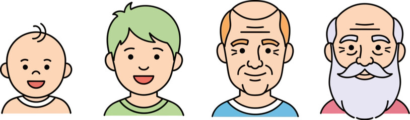 Obraz premium Human life cycle stages from baby to old age vector illustration design