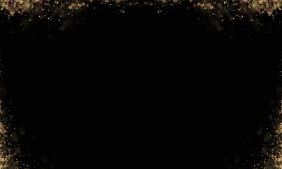 Luxury Gold Glitter With Bokeh Frame Border