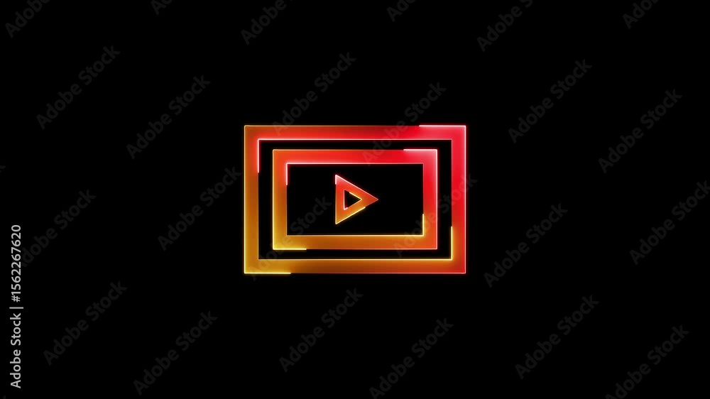 Poster play button icon. neon shine play button with neon-glowing play button .animation of glowing neon si