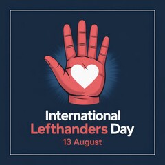 Obraz premium International lefthanders day celebration with a heart on a hand