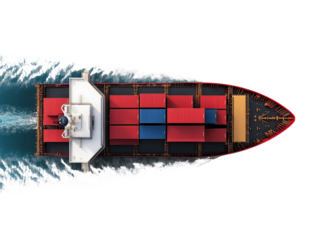 top view of cargo logistics ship.