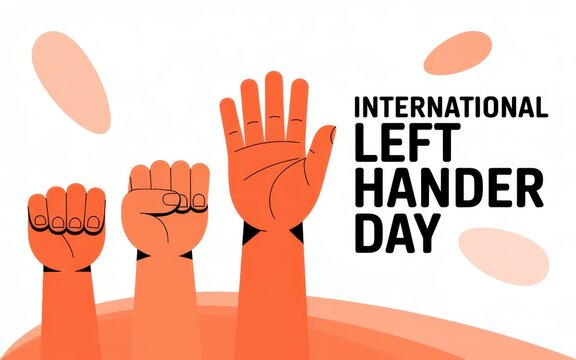 Celebrating international left handers day with raised fists and open palms - Powered by Adobe