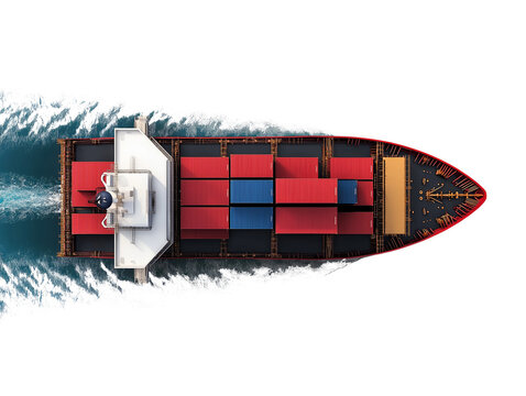 top view of cargo logistics ship.