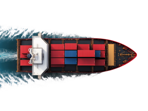 top view of cargo logistics ship.