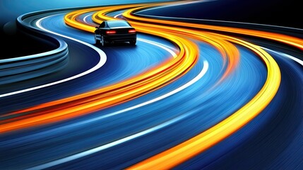 Highway Car PNG with Motion Blur and Speed Effect on White Background for Transportation, Road Trip, and Automotive Industry Graphics