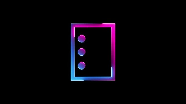 Glowing neon nod pad icon. neon effect education Icon. e book icon on black background.