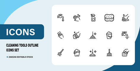Cleaning Tools Outline Icons
