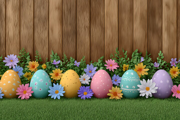 Colorful Easter Eggs Decorated With Flowers spring