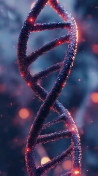 A detailed view of two complementary DNA strands intertwined