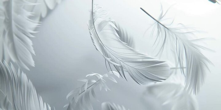Nahaufnahme | Weisse Federn fliegen durch die Luft
