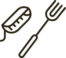 Fototapeta premium Delicious Hot Dog with Fork Icon Design, Simple Line Art Illustration for Food Menu, Restaurant...