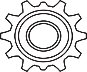 Gear Illustration with Double Circle Design Mechanical Element Precision Engineering Industrial Component Machinery Part Technological Symbol or Icon Design