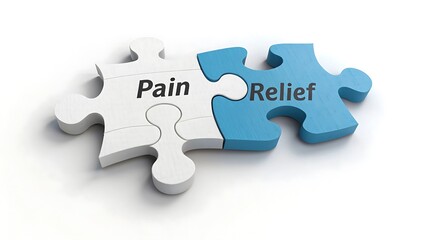 Two puzzle pieces connect one labeled pain the other relief