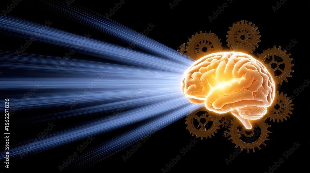 Aufkleber radiant brain with gears illustration representing innovation and creativity in technology and scien