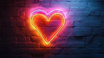 Neon heart design on white background, glowing and vibrant love icon ideal for digital signage, romantic themes, and modern UI elements.