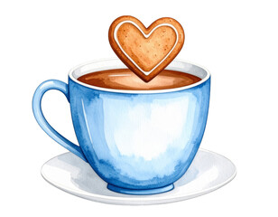 Aromatic coffee cup with heartshaped design, warm beverage for cozy moments